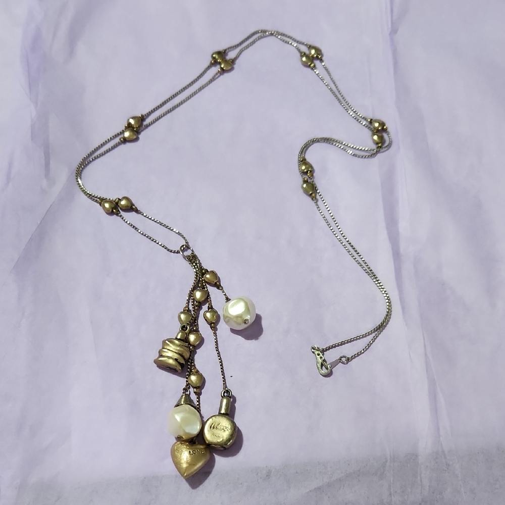 Romantic Gold and Silver Heart Charm Necklace